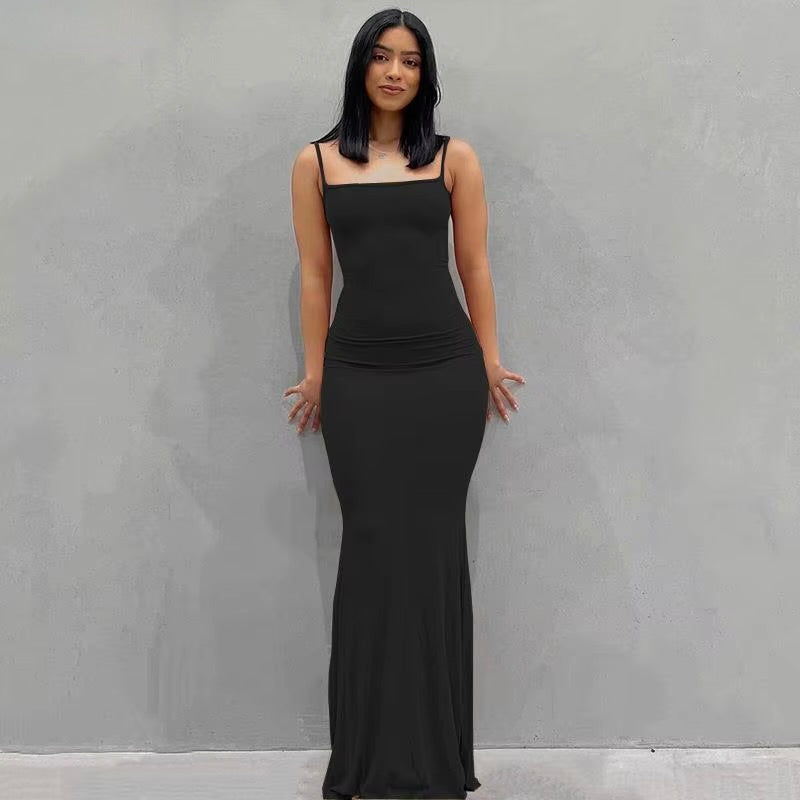 Satin Slip Sleeveless Backless Slim Maxi Dress