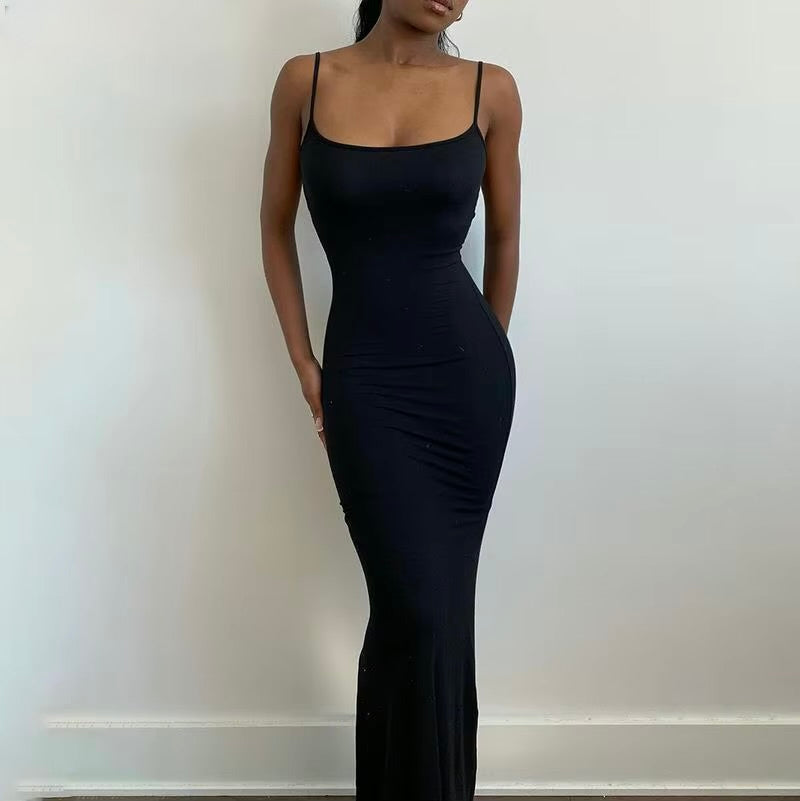 Satin Slip Sleeveless Backless Slim Maxi Dress