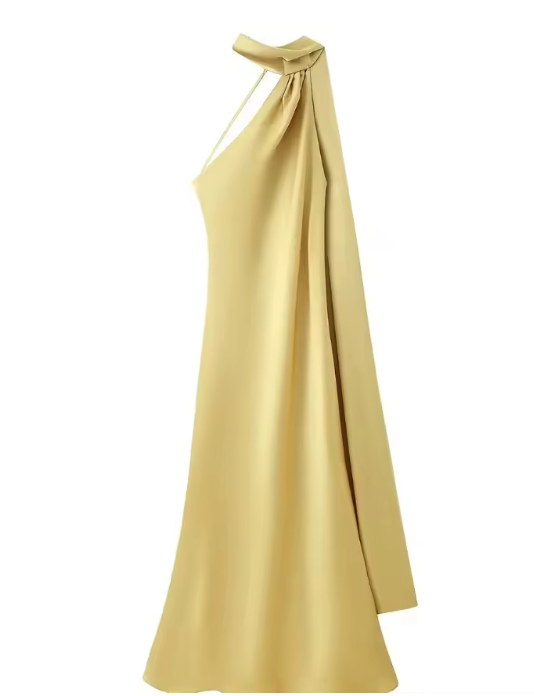 Satin Ribbon Halter Long Dresses