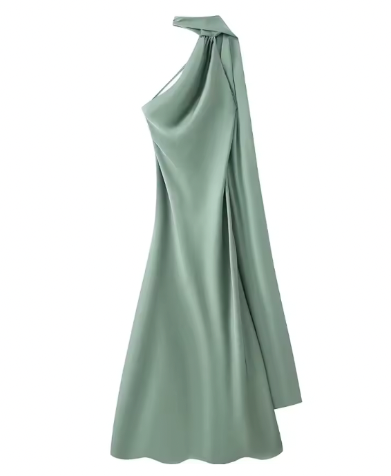 Satin Ribbon Halter Long Dresses