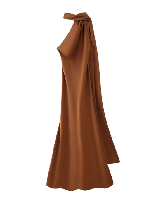 Satin Ribbon Halter Long Dresses