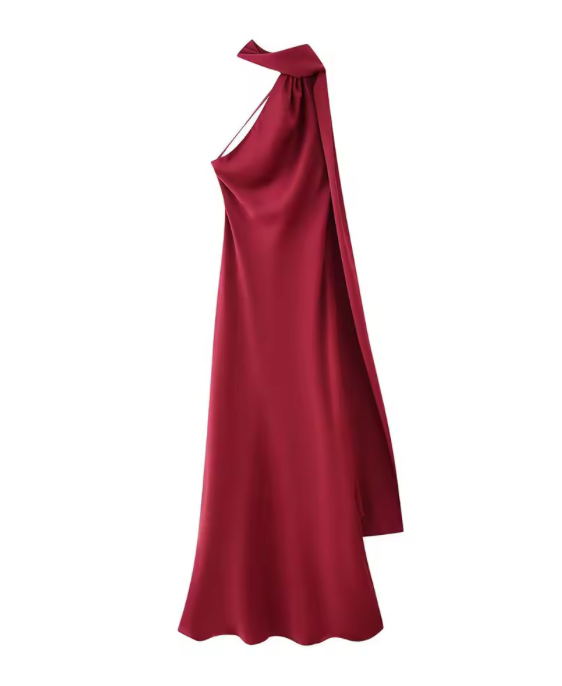 Satin Ribbon Halter Long Dresses