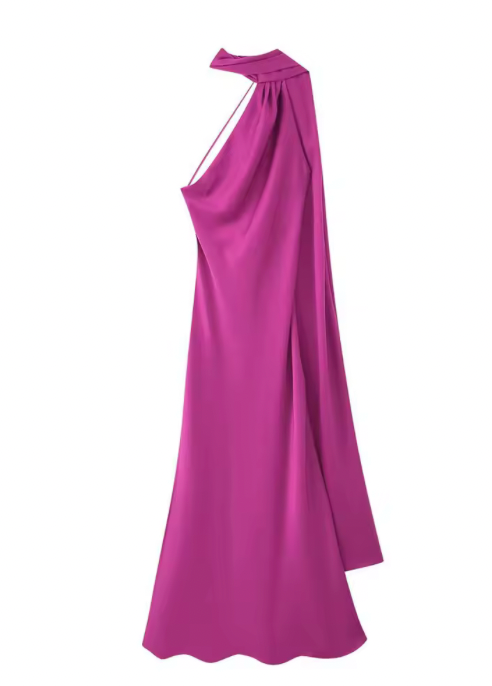 Satin Ribbon Halter Long Dresses