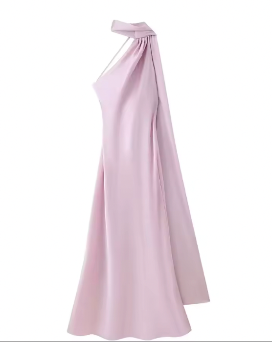 Satin Ribbon Halter Long Dresses