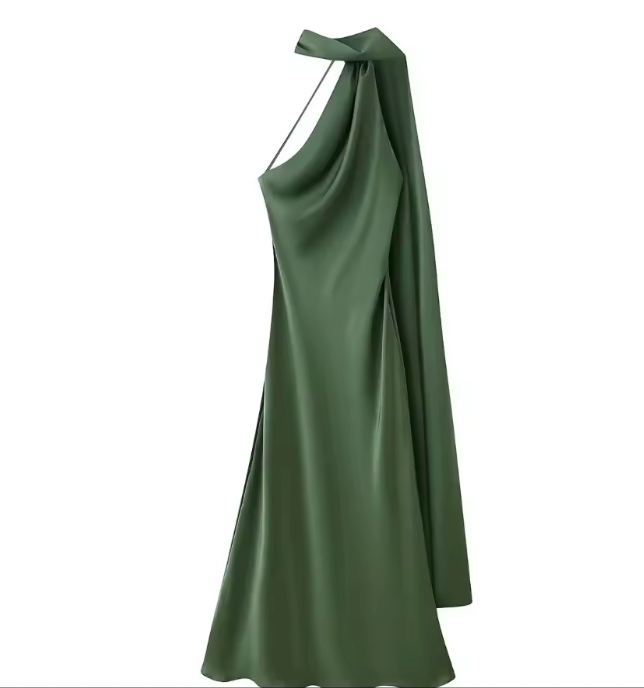 Satin Ribbon Halter Long Dresses